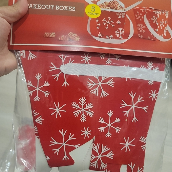 🦃🦃NEW SPRITZ Red/White Snowflakes 15 Count Gift Takeout Boxes for cookies. - Picture 7 of 8